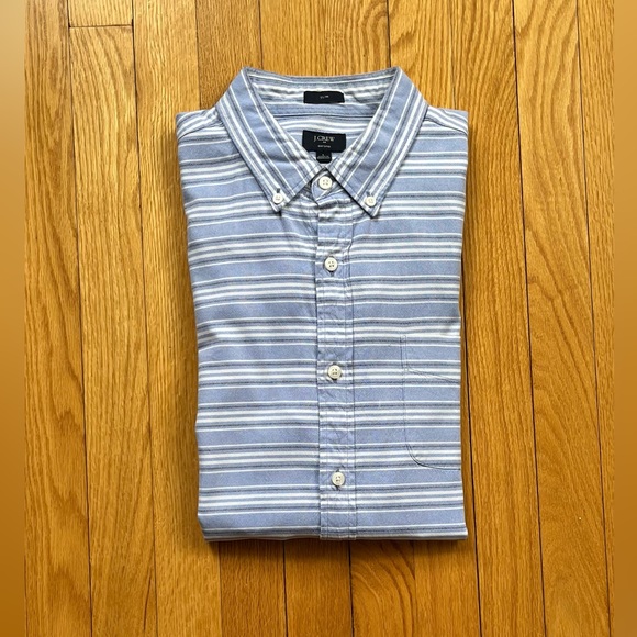 J. Crew Other - J.Crew Men’s Long Sleeve Oxford Shirt Slim Large Blue White Horizontal Stripes